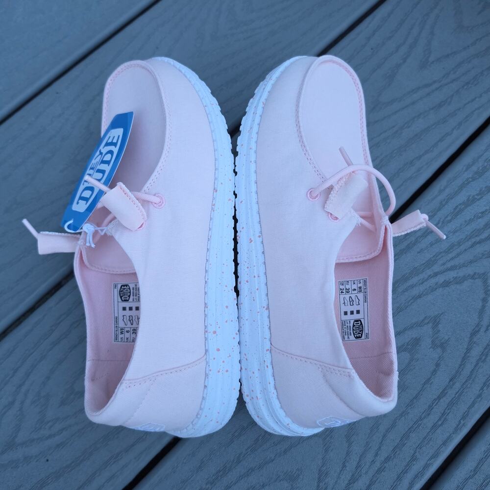 NWT, Hey Dude Women's Wendy Slub Canvas Shoes Pink, Size 8 - Picture 3 of 6